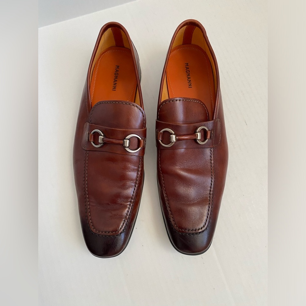 Magnanni Brown Leather Bit Loafers Size 11 Excellent Condition